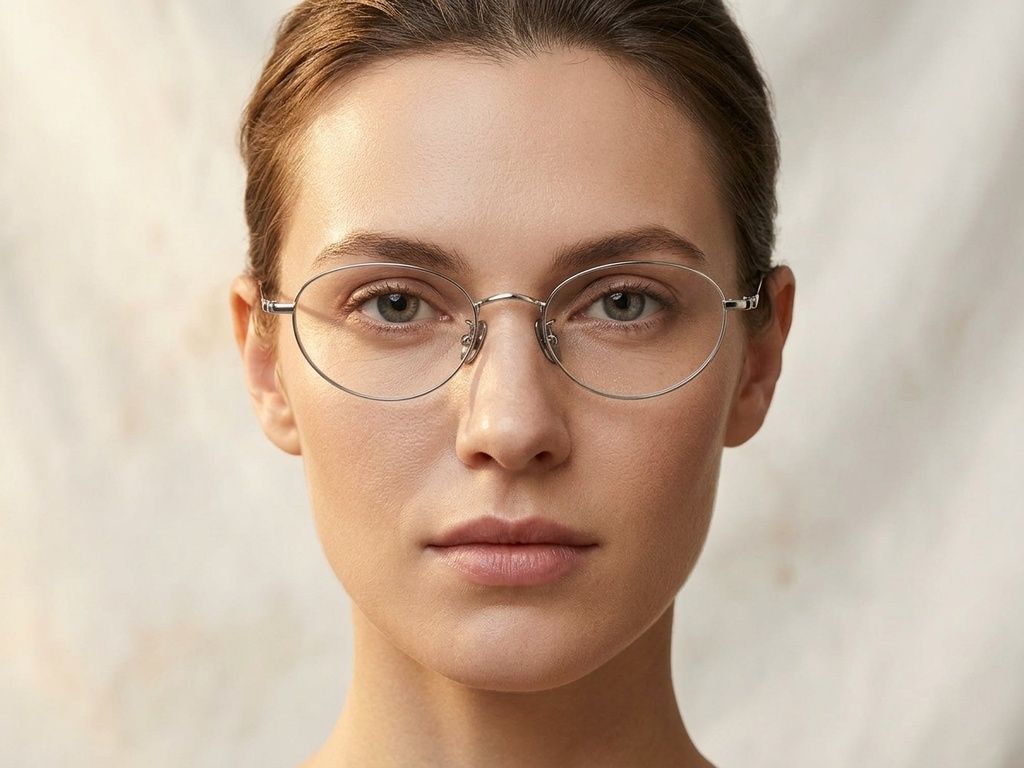 Oval Silver Metal Glasses #BS423-0554