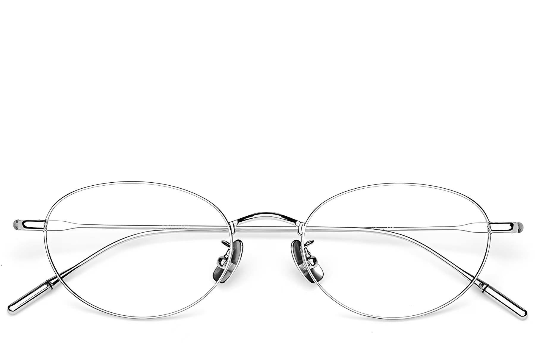 Oval Silver Metal Glasses #BS423-0554