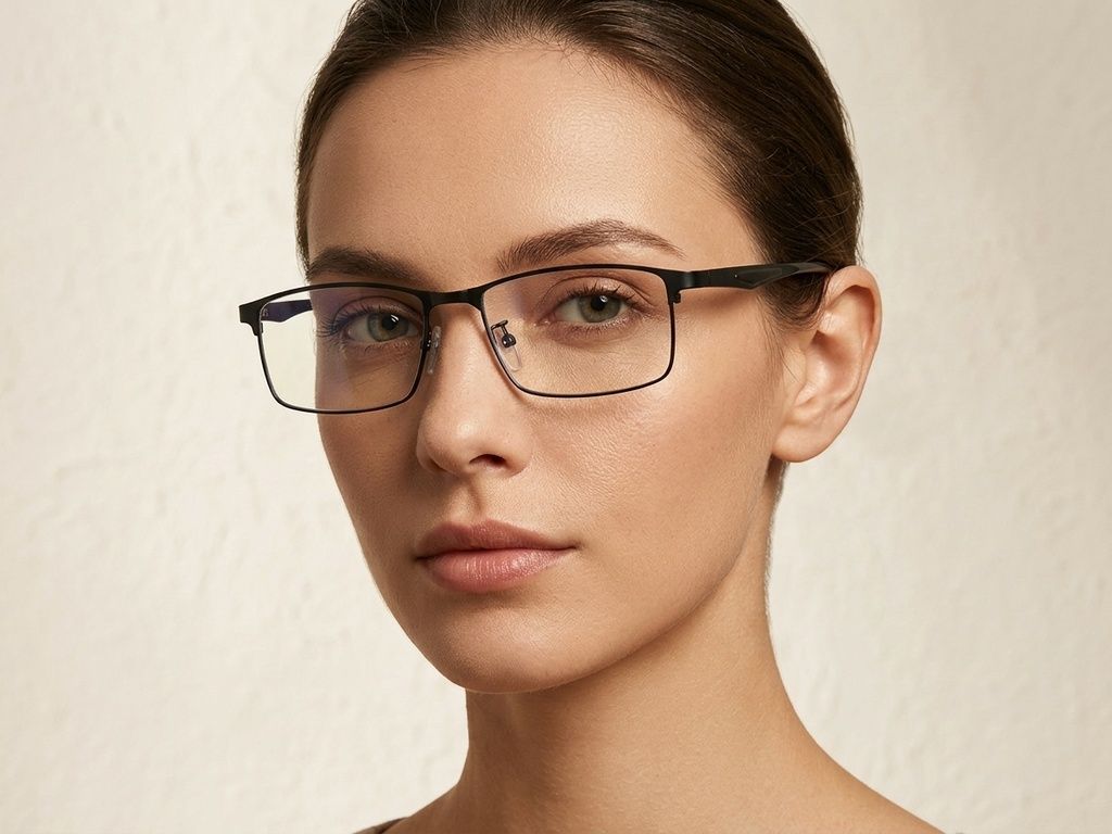 Rectangular Black Metal Glasses #BS423-0557