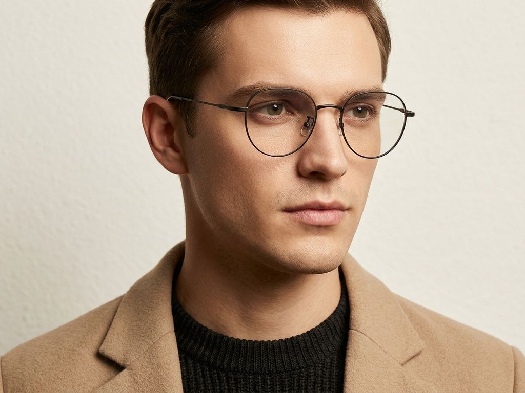 Geometric Black Titanium Glasses #BS423-0566
