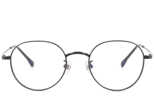 Lunettes ovales en titane noir #BS423-0571