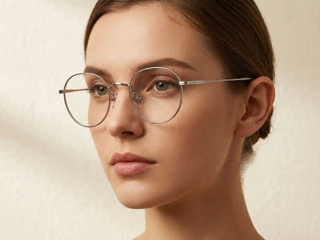 Ovale Brille aus silbernem Titan #BS423-0573