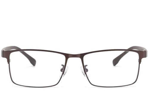 Lunettes rectangulaires en métal brun #BS423-0577