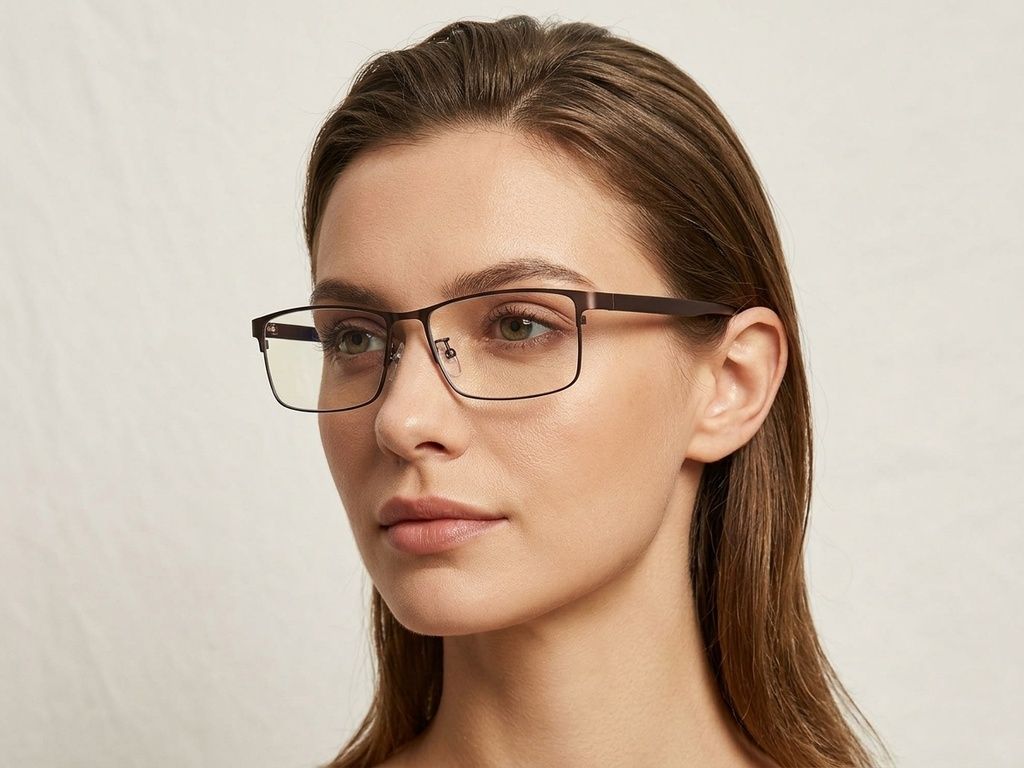 Rectangular Brown Metal Glasses #BS423-0577