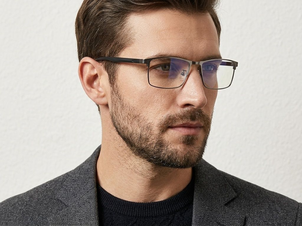 Rechteckige graue Metallbrille #BS423-0579