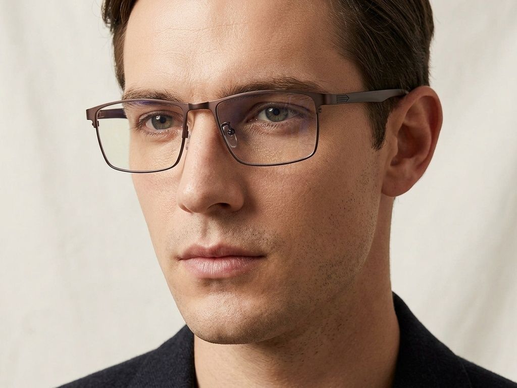 Rectangular Brown Metal Glasses #BS423-0580