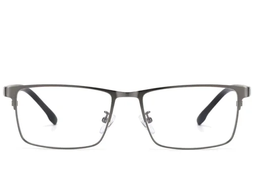 Lunettes rectangulaires en métal gris #BS423-0582