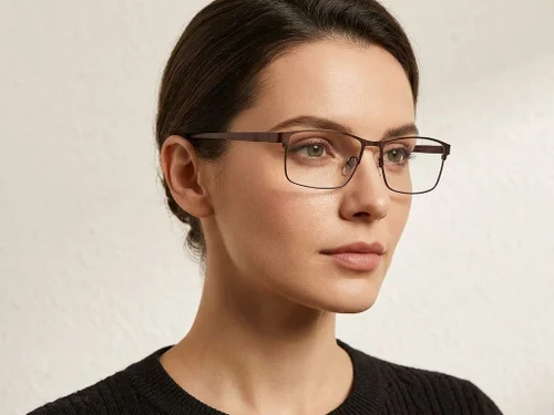 Lunettes rectangulaires en métal brun #BS423-0586