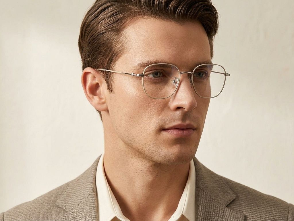 Rectangular Green Titanium Glasses #BS423-0589