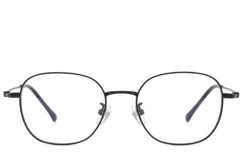 Lunettes rectangulaires en titane noir #BS423-0590