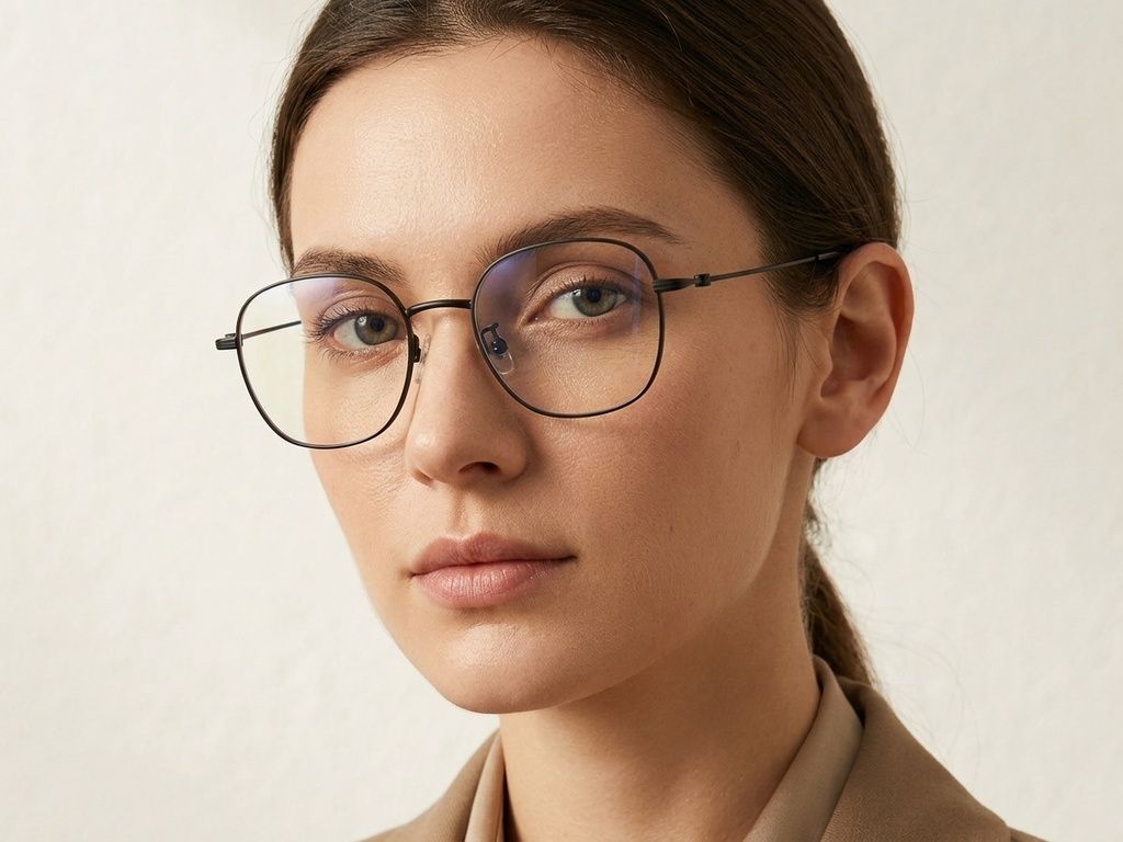 Gafas rectangulares de titanio negro #BS423-0590