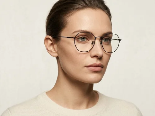 Lunettes géométriques en titane noir #BS423-0594