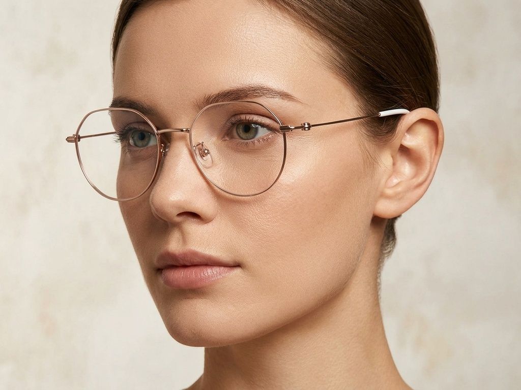 Lunettes géométriques en titane rose #BS423-0608