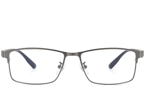 Lunettes rectangulaires en métal gris #BS423-0619