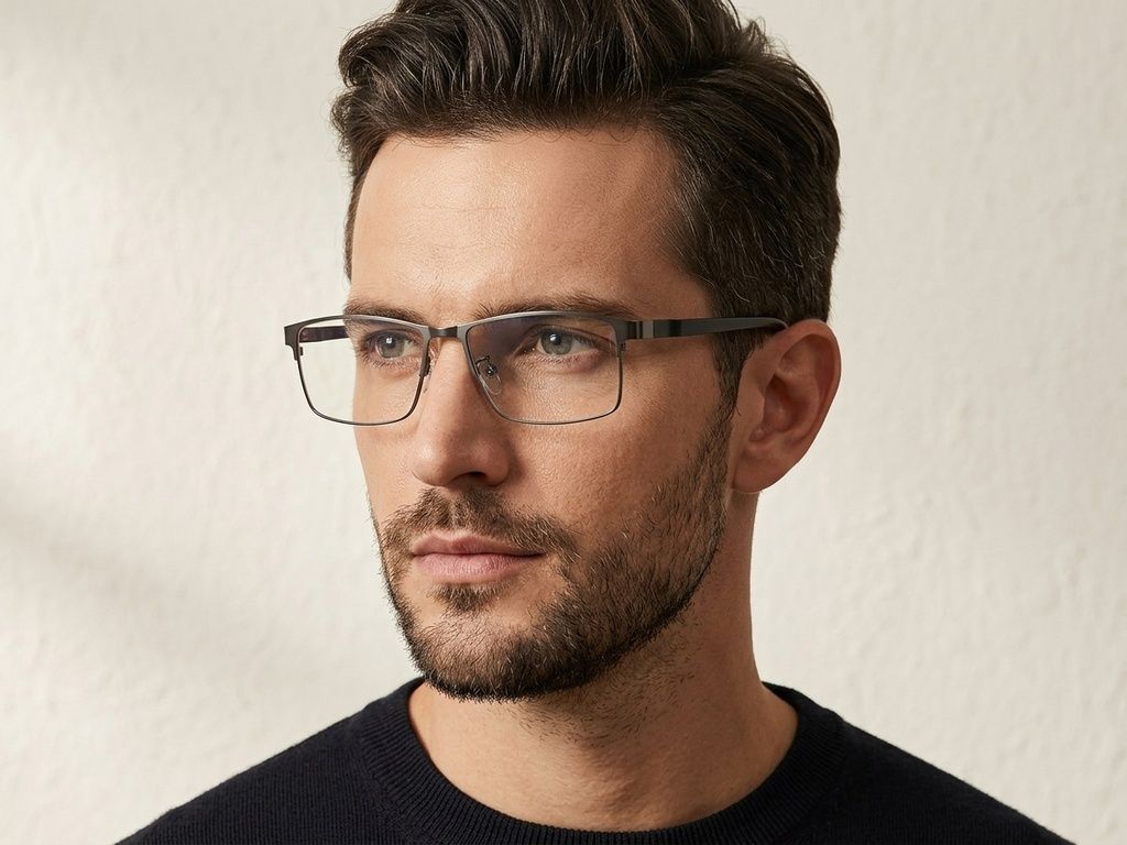 Rectangular Grey Metal Glasses #BS423-0619