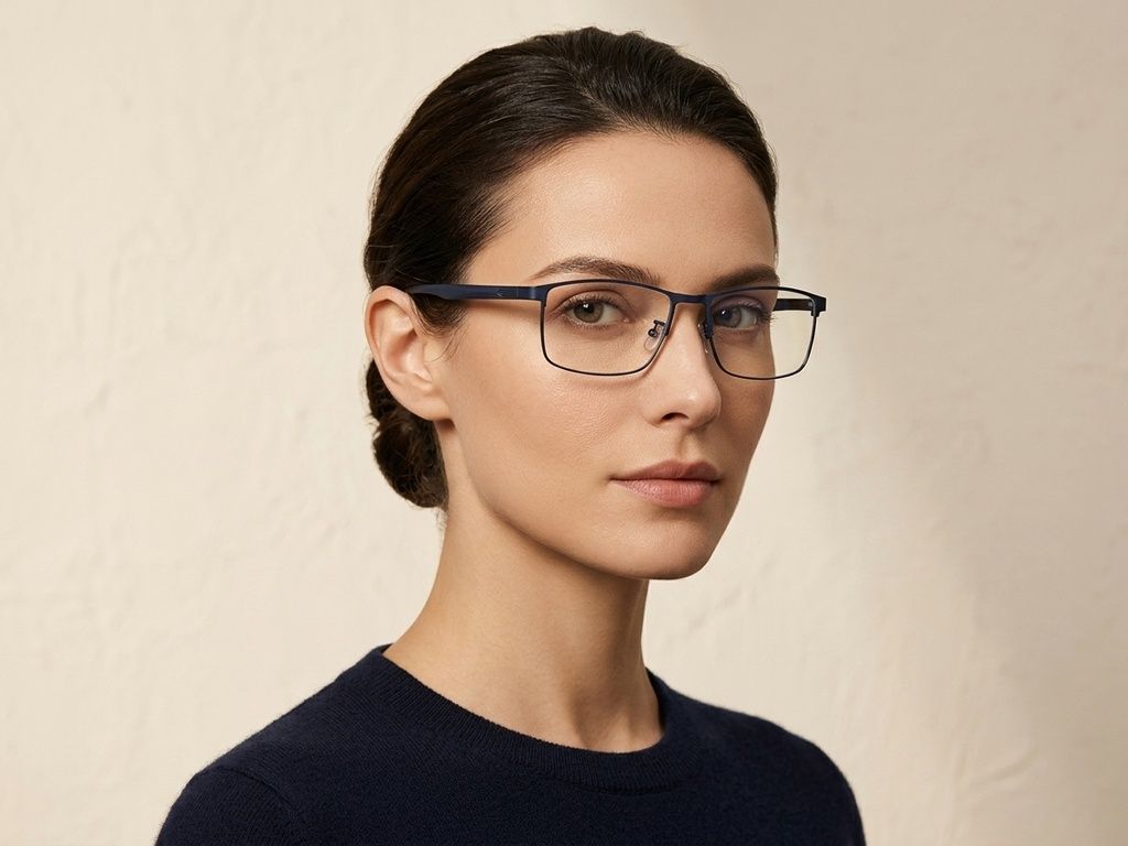 Rectangular Blue Metal Glasses #BS423-0623