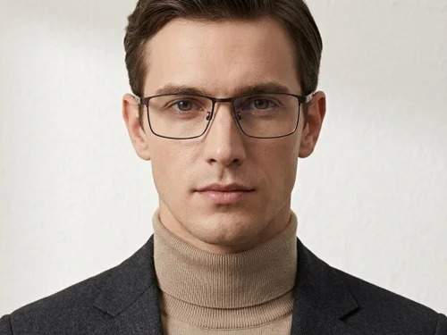 Lunettes rectangulaires en métal brun #BS423-0624