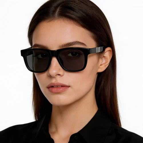 Lunettes de soleil aviateur en acétate noir #BS522-0201