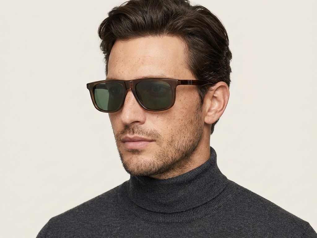Gafas de sol de aviador de acetato marrón #BS522-0203
