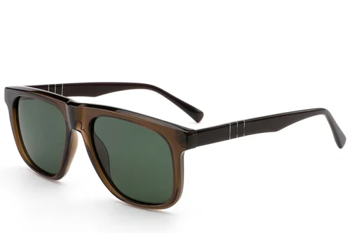 Lunettes de soleil aviateur en acétate marron #BS522-0203
