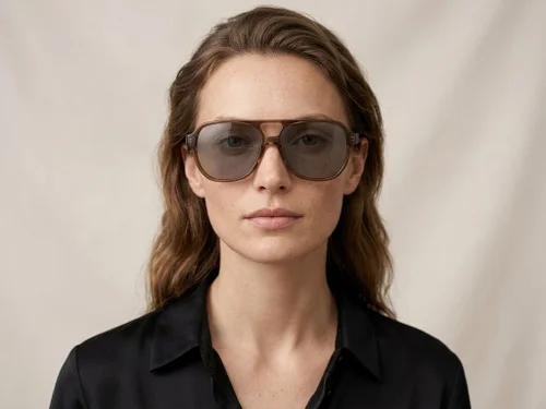 Lunettes de soleil aviateur en acétate marron #BS522-0207