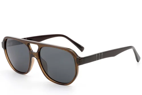 Lunettes de soleil aviateur en acétate marron #BS522-0207