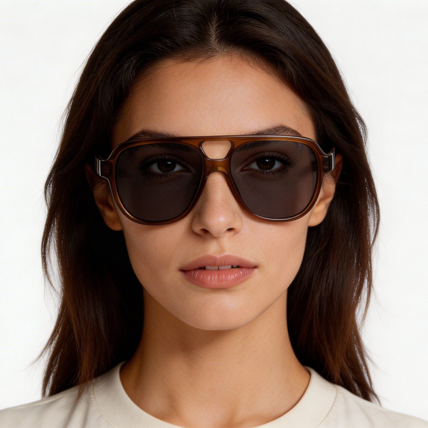 Aviator Brown Acetate Sunglasses #BS522-0207