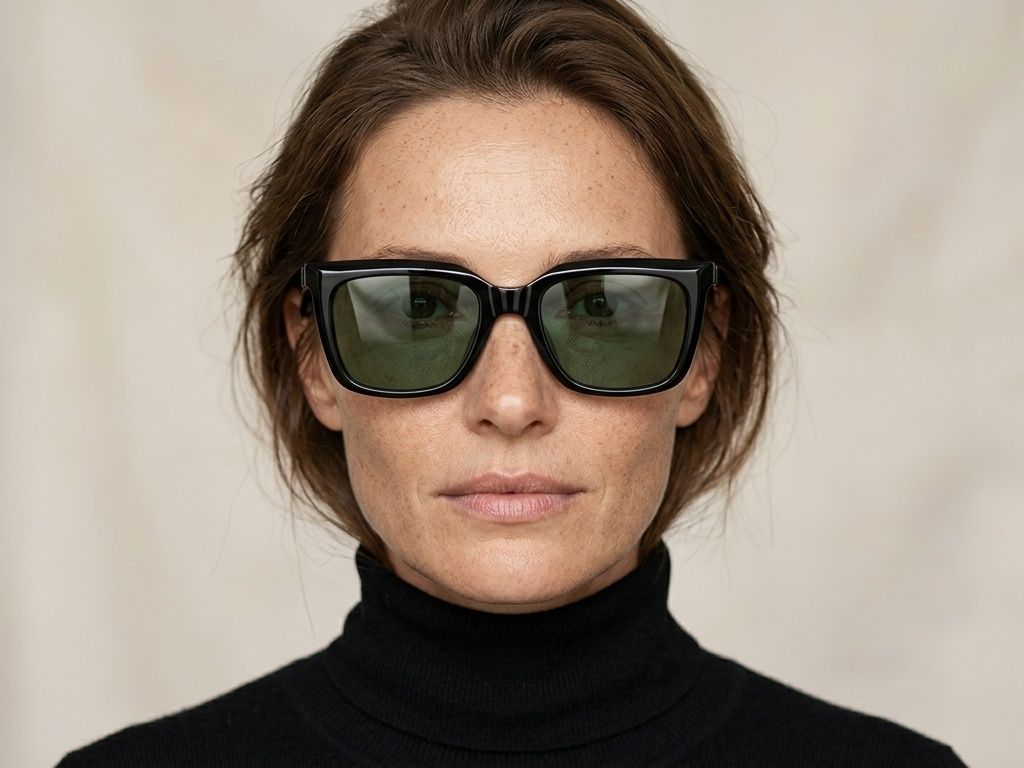 Rectangular Black Acetate Sunglasses #BS522-0209