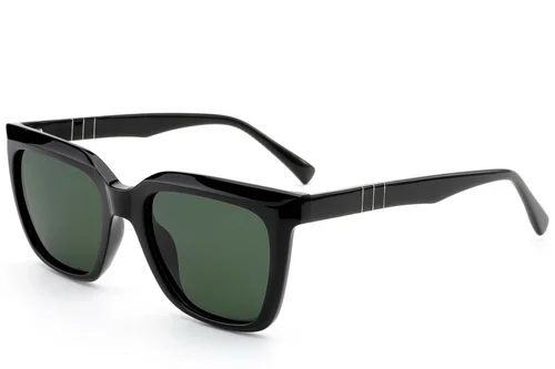 Lunettes de soleil rectangulaires en acétate noir #BS522-0209