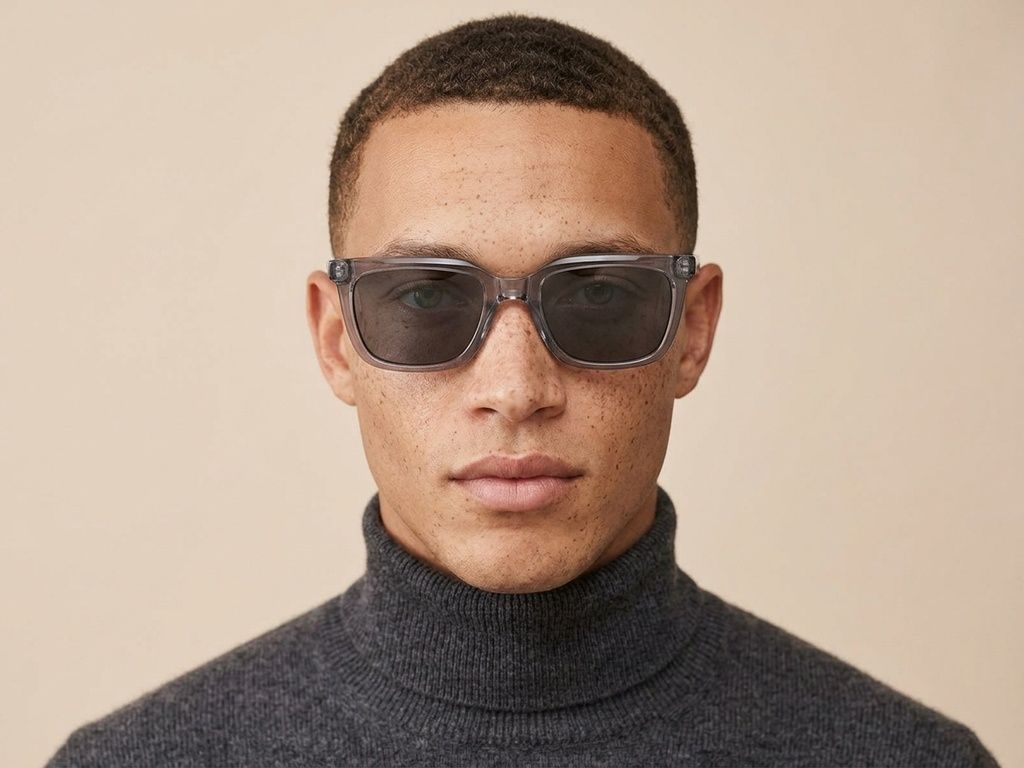 Rectangular Grey Acetate Sunglasses #BS522-0210