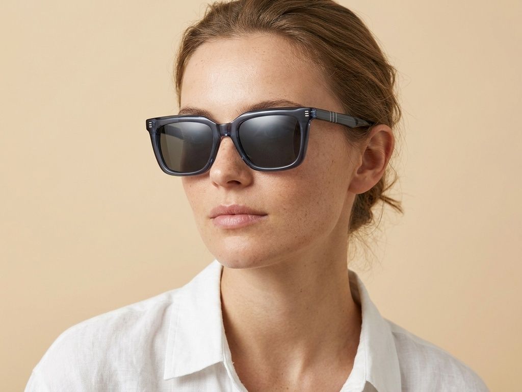 Rectangular Blue Acetate Sunglasses #BS522-0211