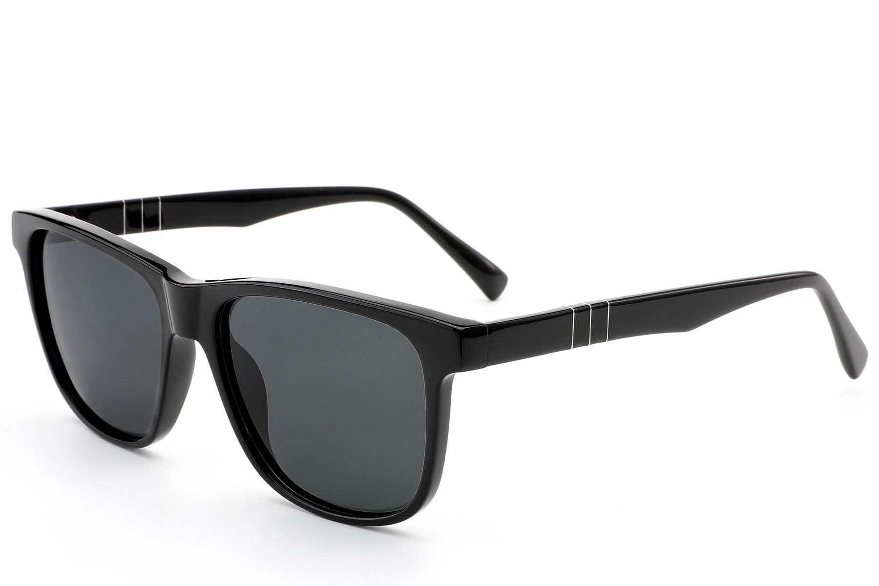 Rectangular Black Acetate Sunglasses #BS522-0213