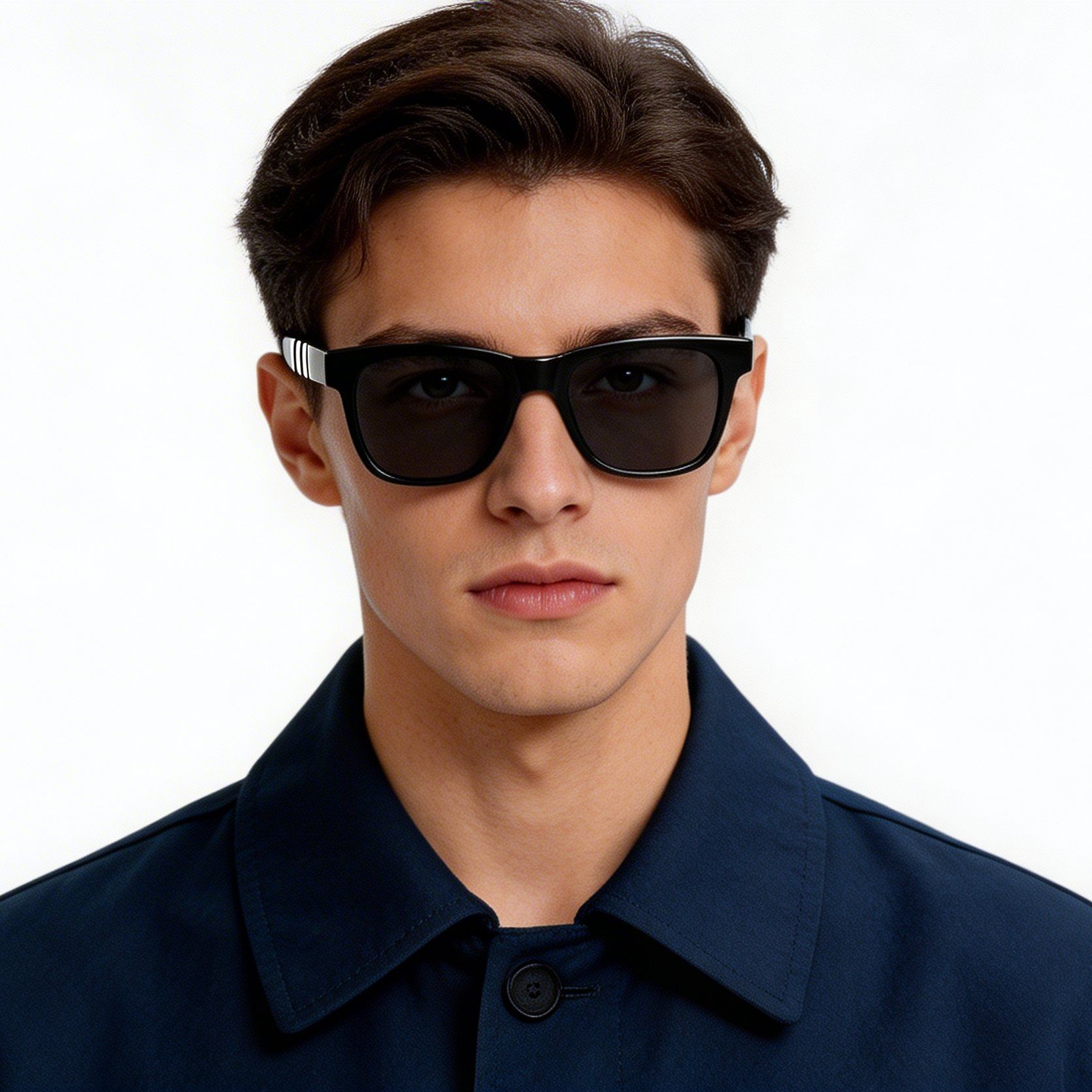 Rectangular Black Acetate Sunglasses #BS522-0213