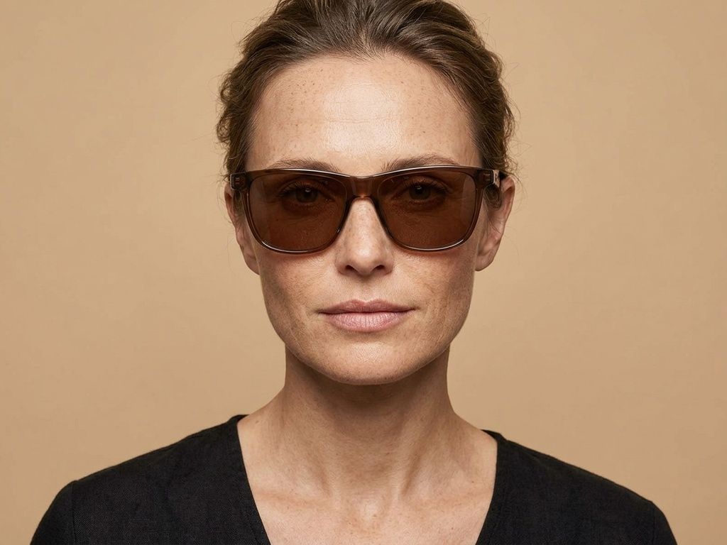 Rectangular Brown Acetate Sunglasses #BS522-0215