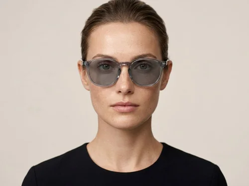 Lunettes de soleil ovales en acétate gris #BS522-0217
