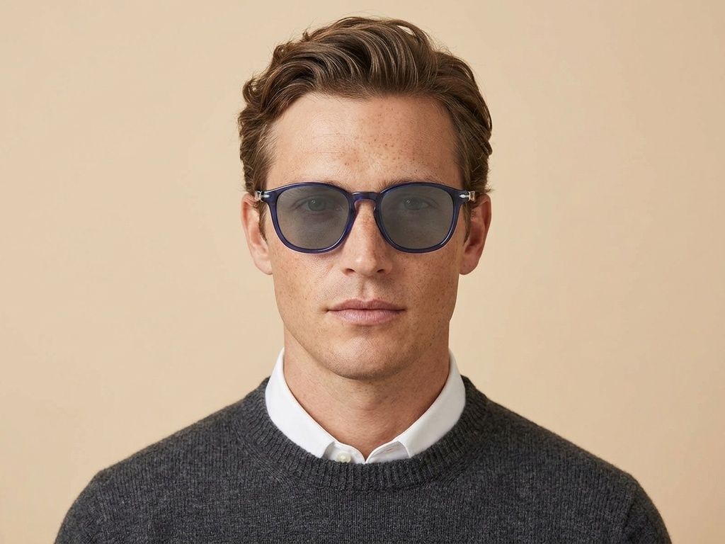 Gafas de sol ovaladas de acetato azul #BS522-0218