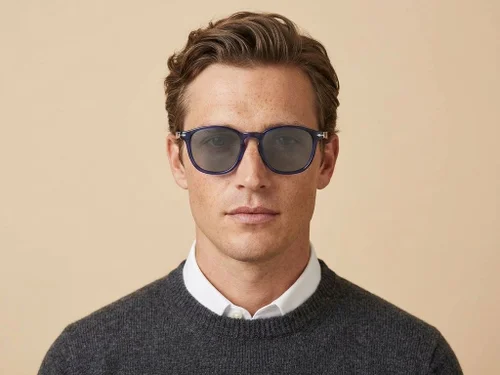 Lunettes de soleil ovales en acétate bleu #BS522-0218