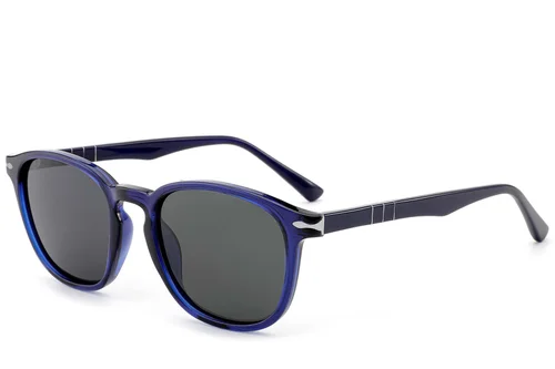 Lunettes de soleil ovales en acétate bleu #BS522-0218