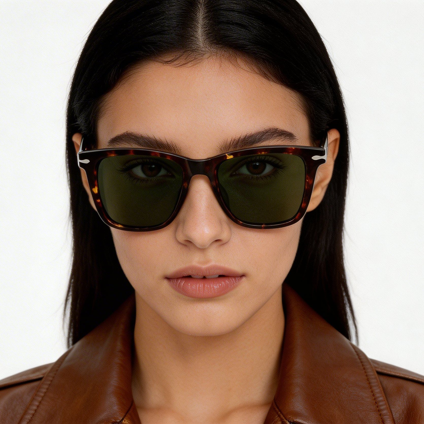Rectangular Tortoiseshell Acetate Sunglasses #BS522-0219