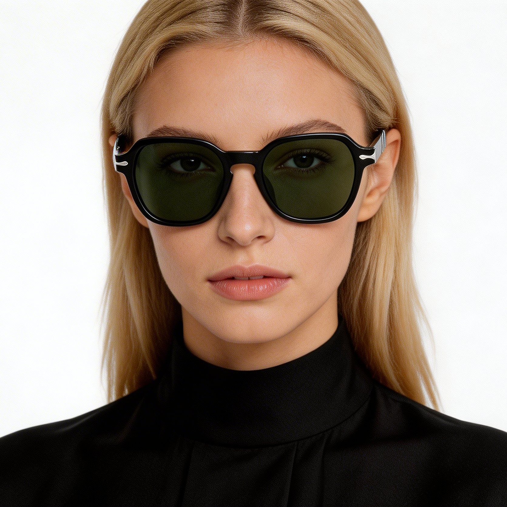 Oval Black Acetate Sunglasses #BS522-0220