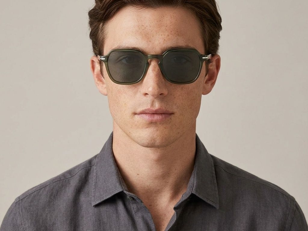 Oval Green Acetate Sunglasses #BS522-0222
