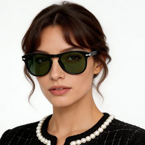 Lunettes de soleil aviateur en acétate noir #BS522-0224