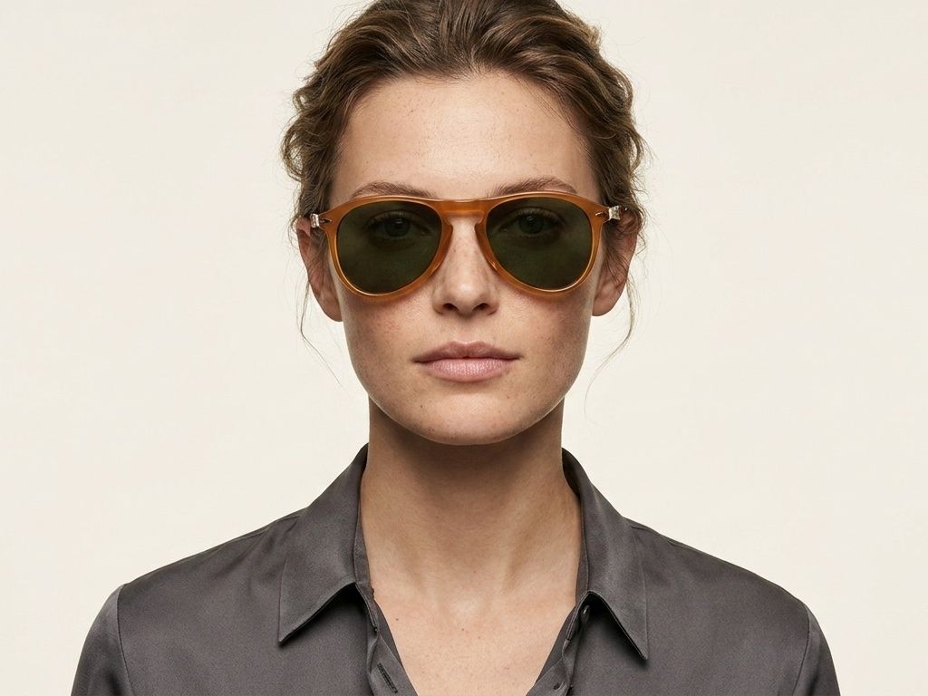 Gafas de sol de aviador de acetato naranja #BS522-0226