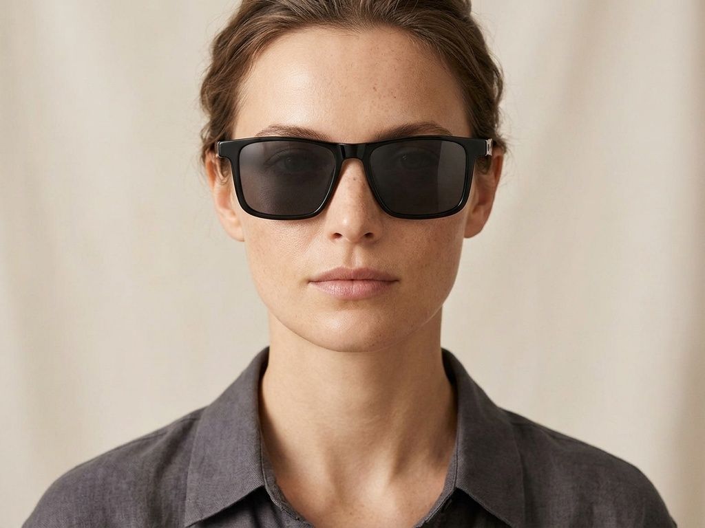 Rectangular Black Acetate Sunglasses #BS522-0228