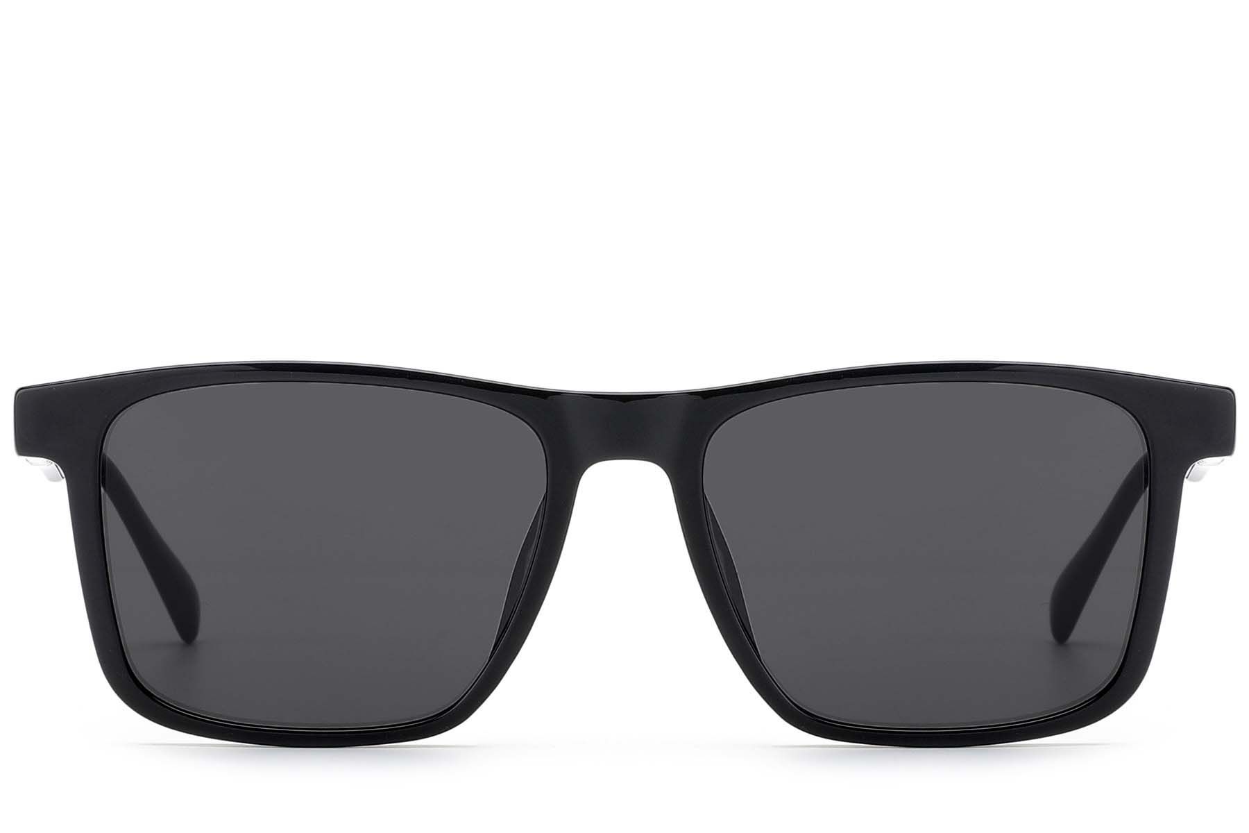Rectangular Black Acetate Sunglasses #BS522-0228