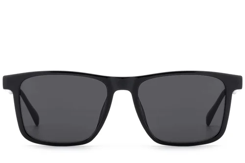 Lunettes de soleil rectangulaires en acétate noir #BS522-0228