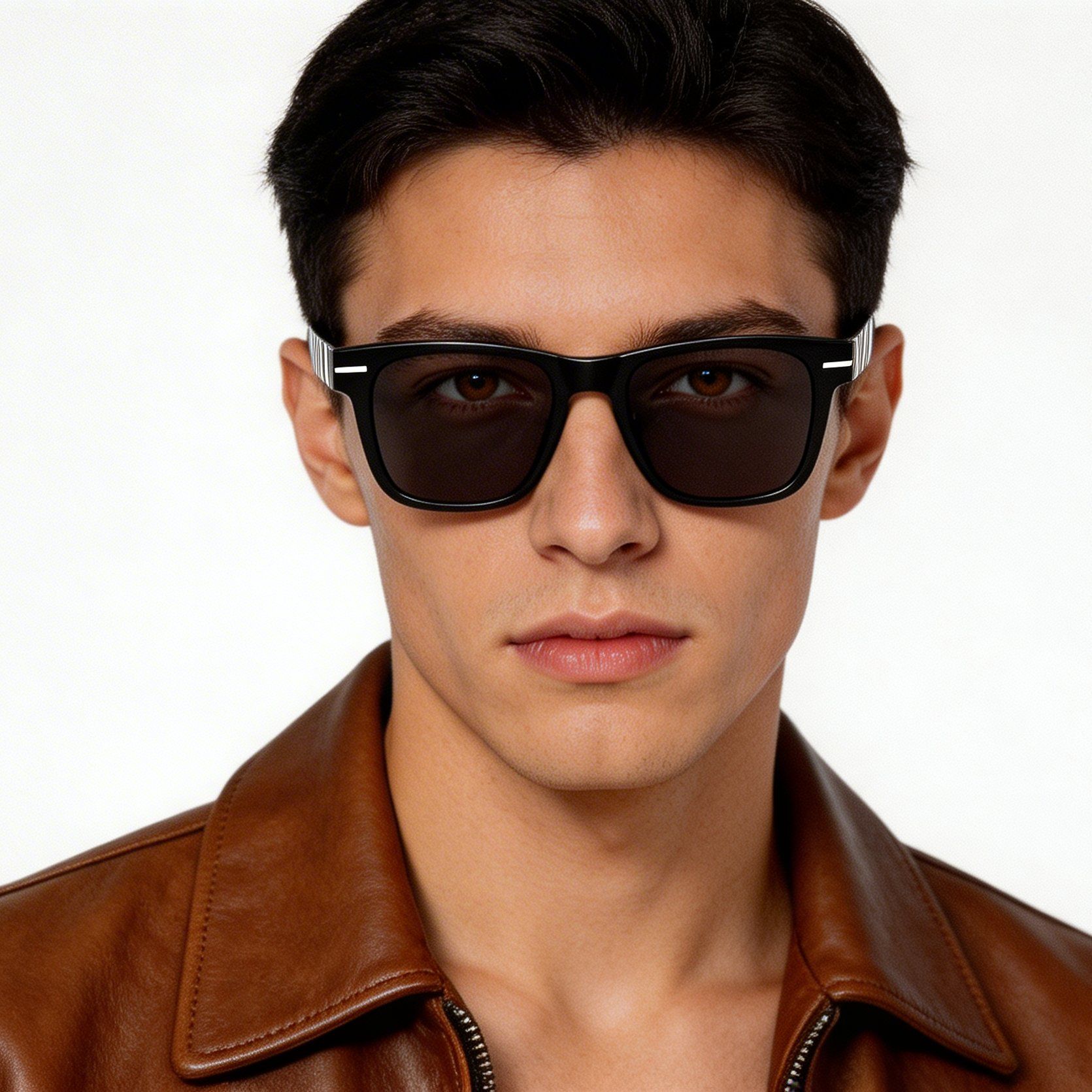 Rectangular Black Acetate Sunglasses #BS522-0228