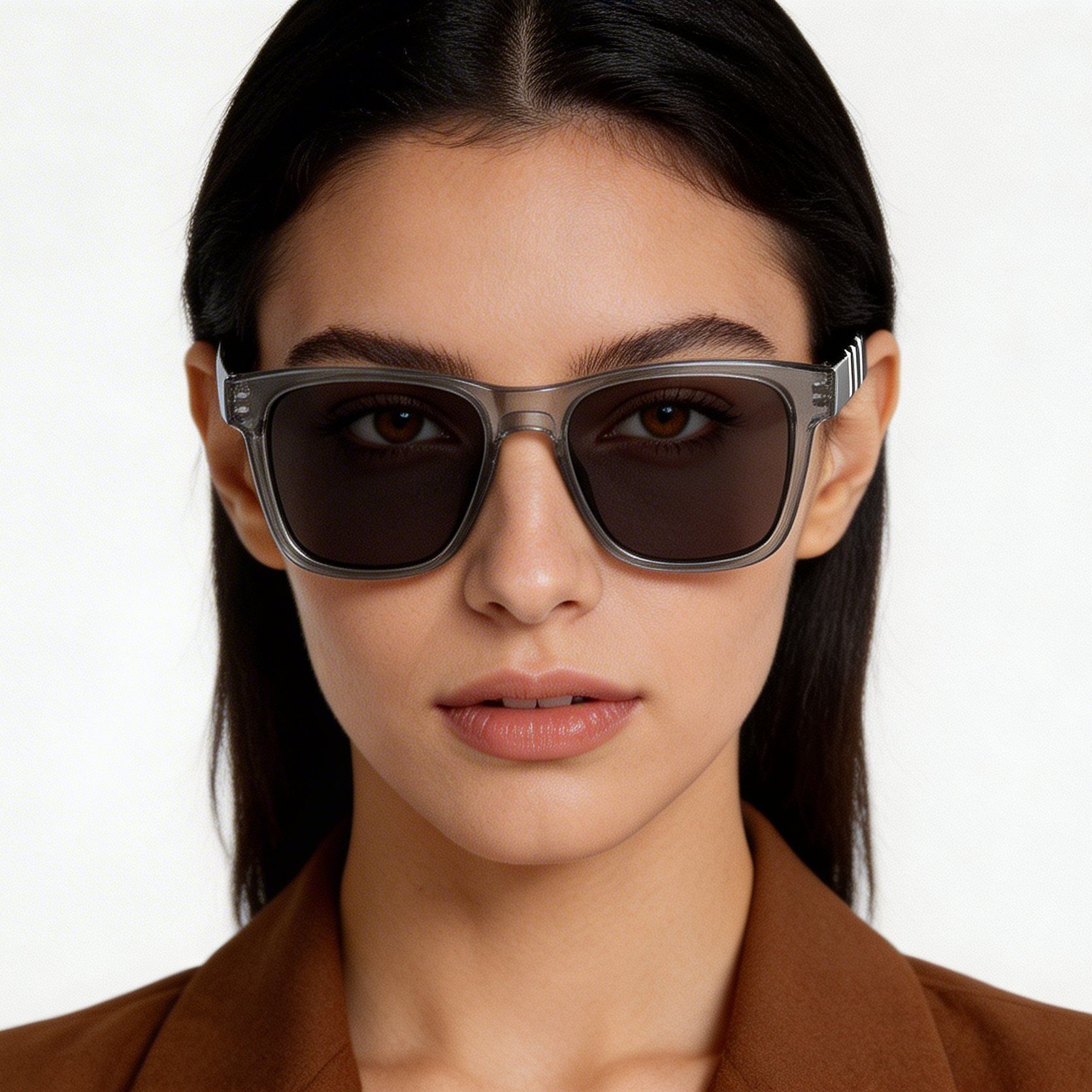 Rectangular Grey Acetate Sunglasses #BS522-0229
