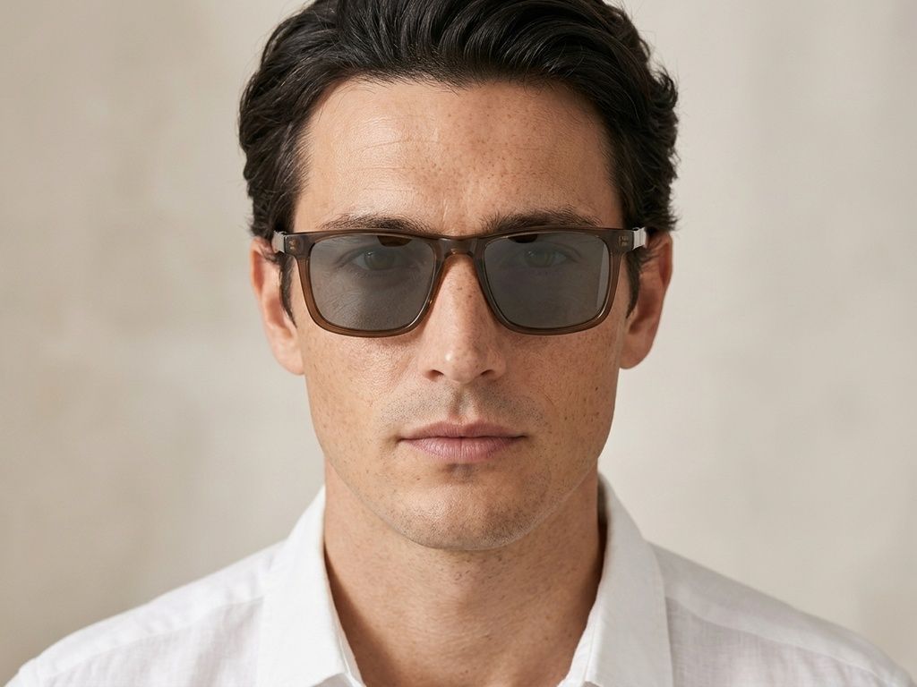 Rectangular Brown Acetate Sunglasses #BS522-0231
