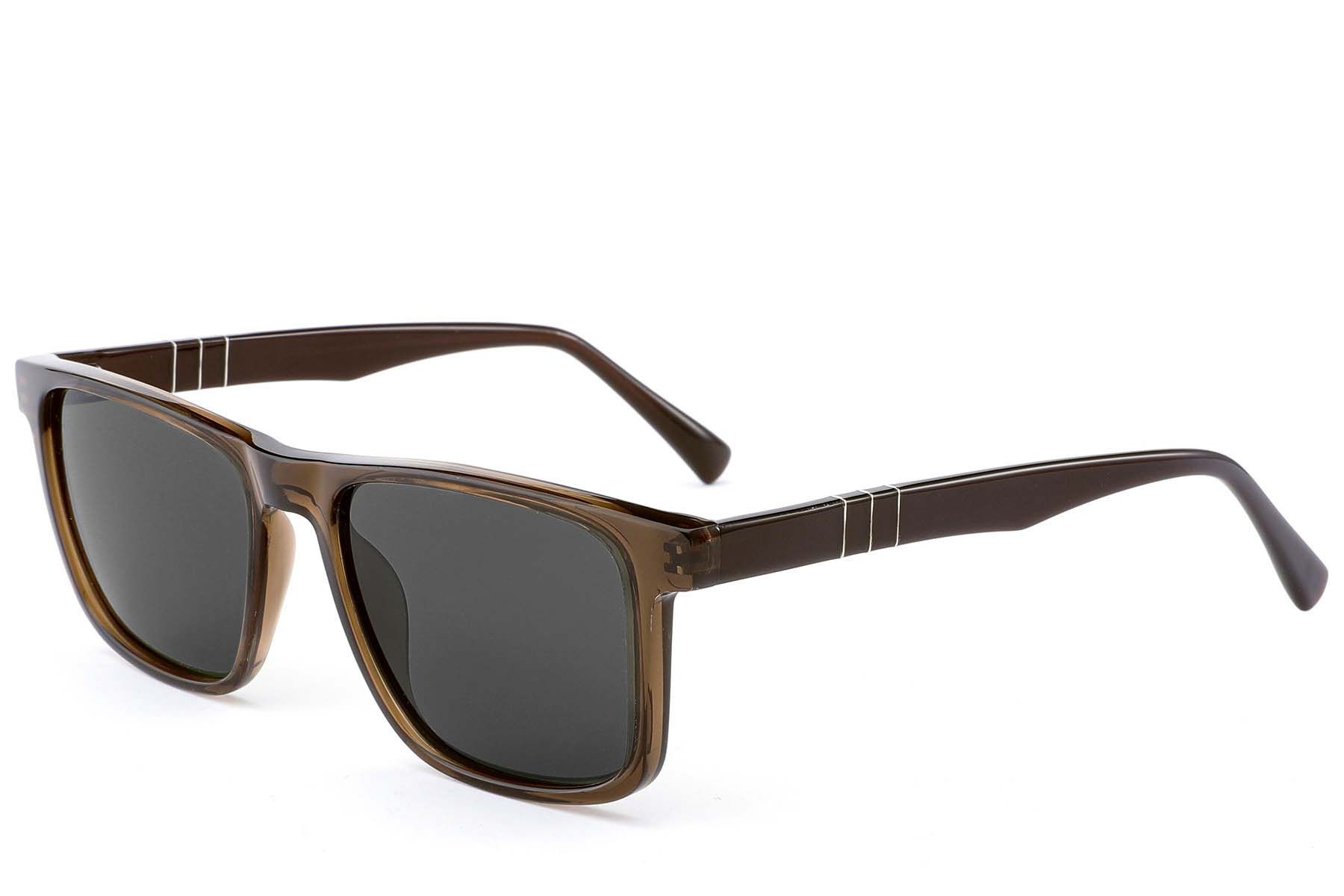 Rectangular Brown Acetate Sunglasses #BS522-0231